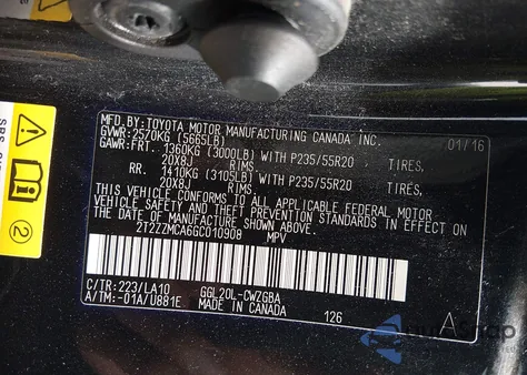 2016 Lexus Rx 350 z USA, uszkodzony, nr VIN 2T2ZZMCA6GC010908